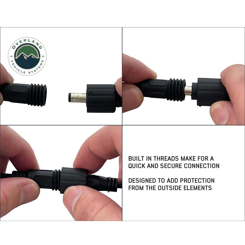 Overland Vehicle Systems roof top tent and awning LED lighting upgrade kit, shown illuminated at night