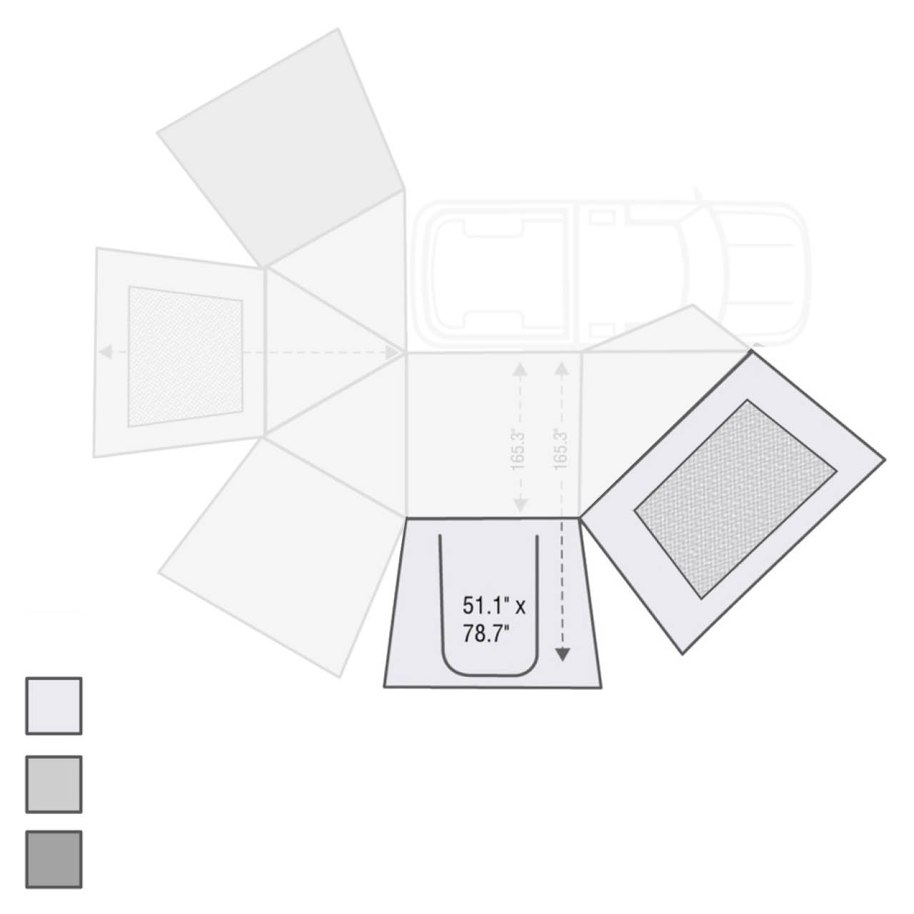 270 Awning Wall 1 Passenger Side Wall with Door & Window Overland Vehicle Systems-4x4 Mega Store