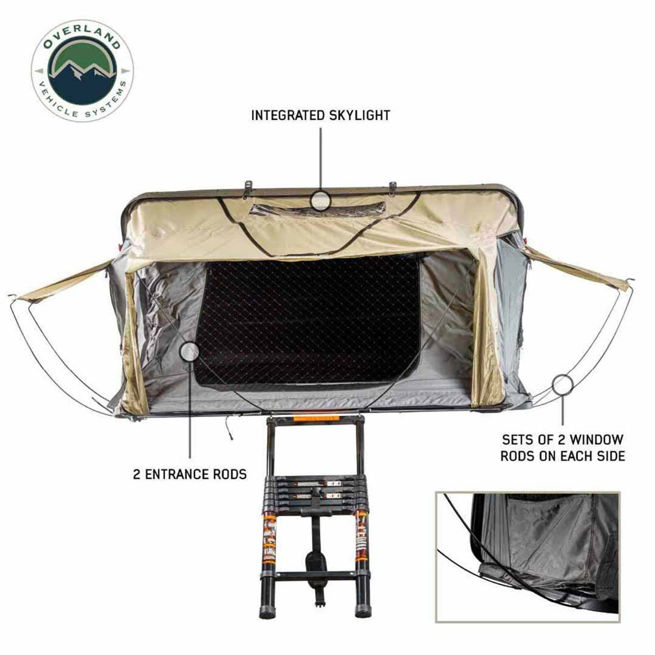 HD Bundu 2 - Hard Shell Roof Top Tent, 2 Person, Grey Body and Black Rainfly Overland Vehicle Systems-4x4 Mega Store