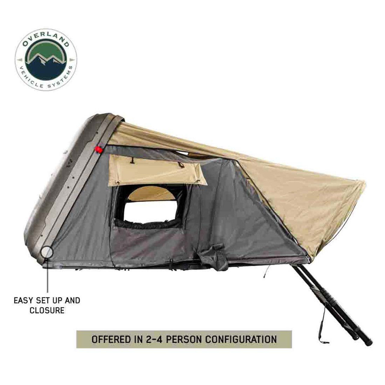 HD Bundu 2 - Hard Shell Roof Top Tent, 2 Person, Grey Body and Black Rainfly Overland Vehicle Systems-4x4 Mega Store