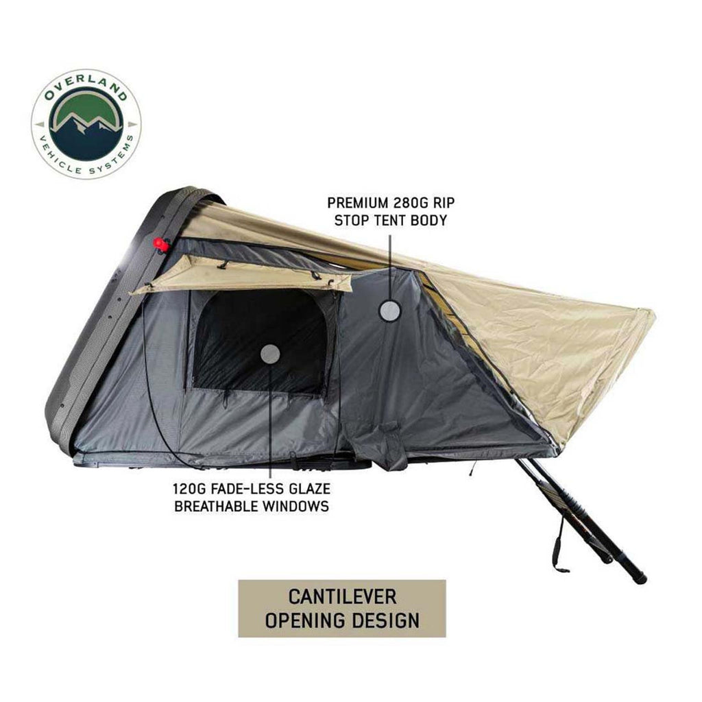 HD Bundu 2 - Hard Shell Roof Top Tent, 2 Person, Grey Body and Black Rainfly Overland Vehicle Systems-4x4 Mega Store