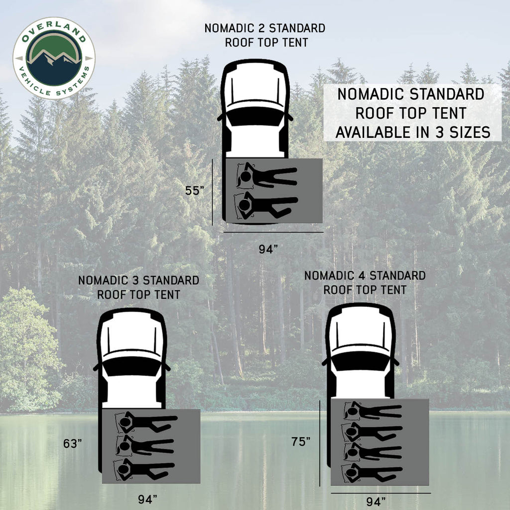 Nomadic 3 Standard Roof Top Tent 3 Person Roof Top Tent Overland Vehicle Systems-4x4 Mega Store