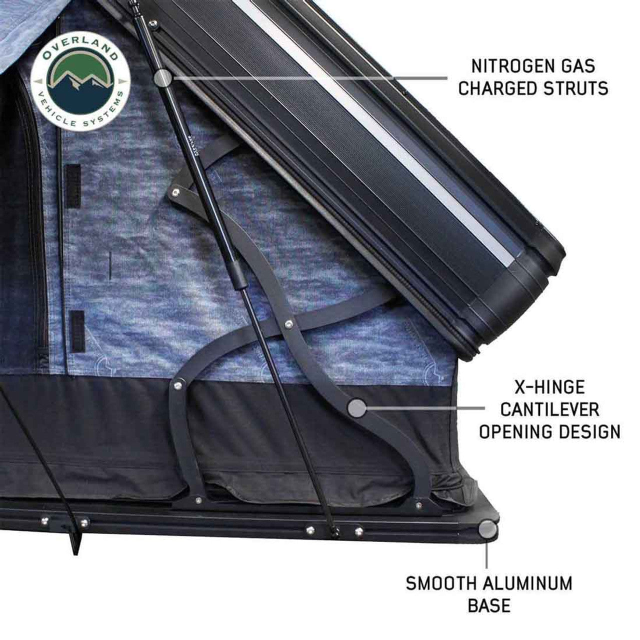 XD Everest 2 - Cantilever Aluminum Roof Top Tent, 2 Person, Grey Body and Black Rainfly Overland Vehicle Systems