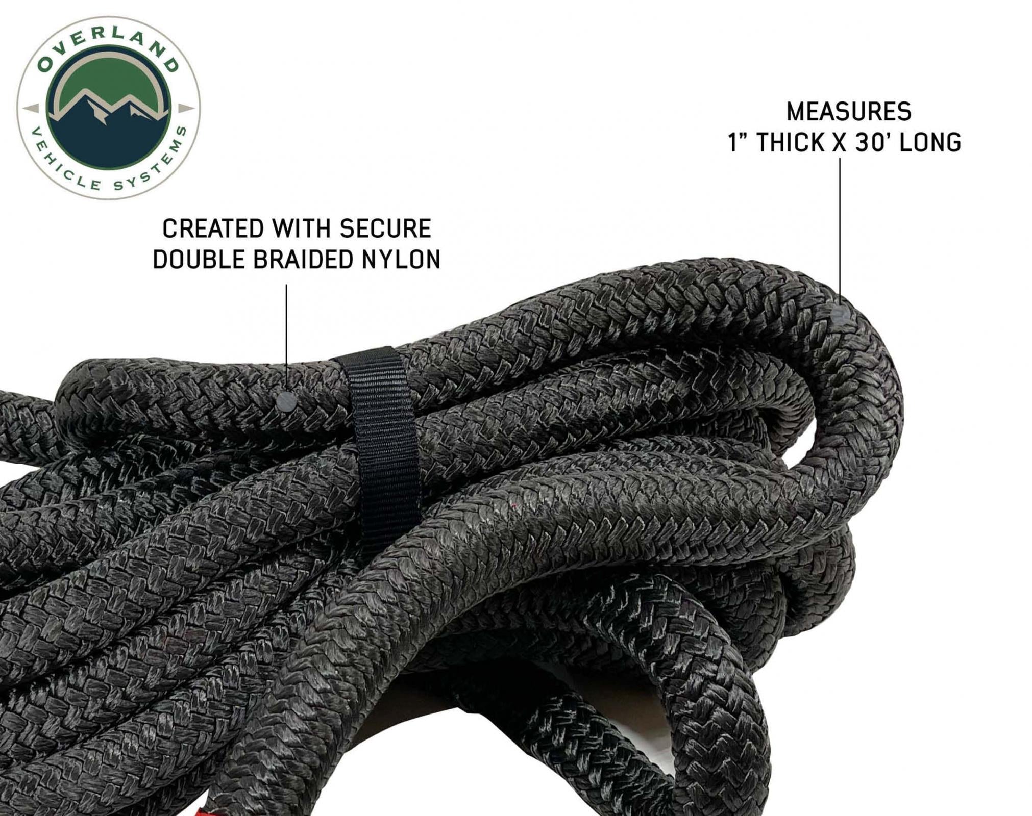 Brute Kinetic Rope Recovery Strap 1 x 30 Foot 30 Percent Stretch Overland Vehicle Systems-4x4 Mega Store