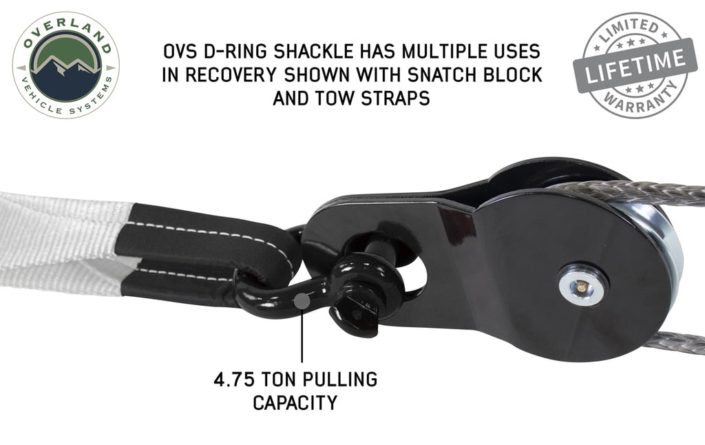 Recovery Shackle 19019901 3/4 4.75 Ton Black Overland Vehicle Systems-4x4 Mega Store