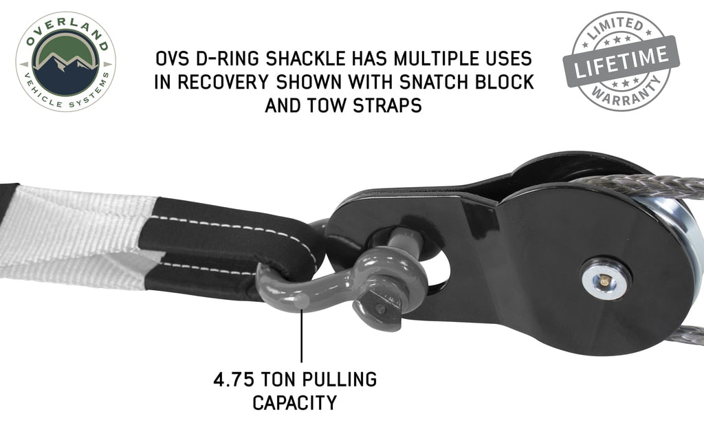 Recovery Shackle 3/4 Inch 4.75 Ton - Gray Universal Overland Vehicle Systems-4x4 Mega Store