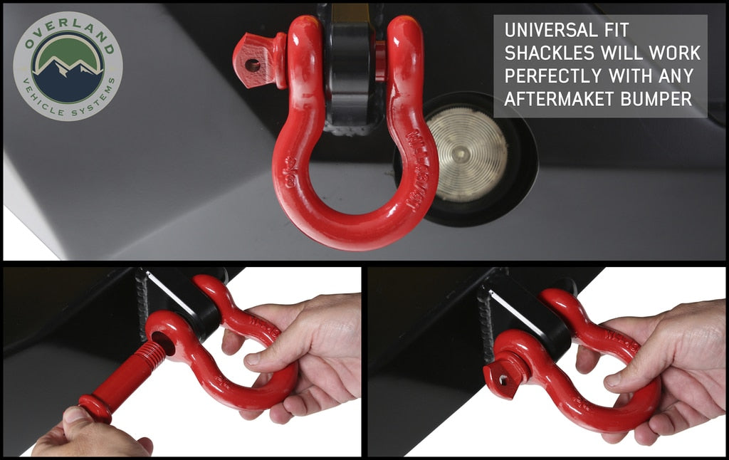 19019904 Recovery Shackle 3/4 Inch 4.75 Ton Red Overland Vehicle Systems-4x4 Mega Store
