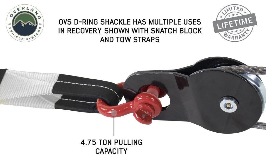 19019904 Recovery Shackle 3/4 Inch 4.75 Ton Red Overland Vehicle Systems-4x4 Mega Store