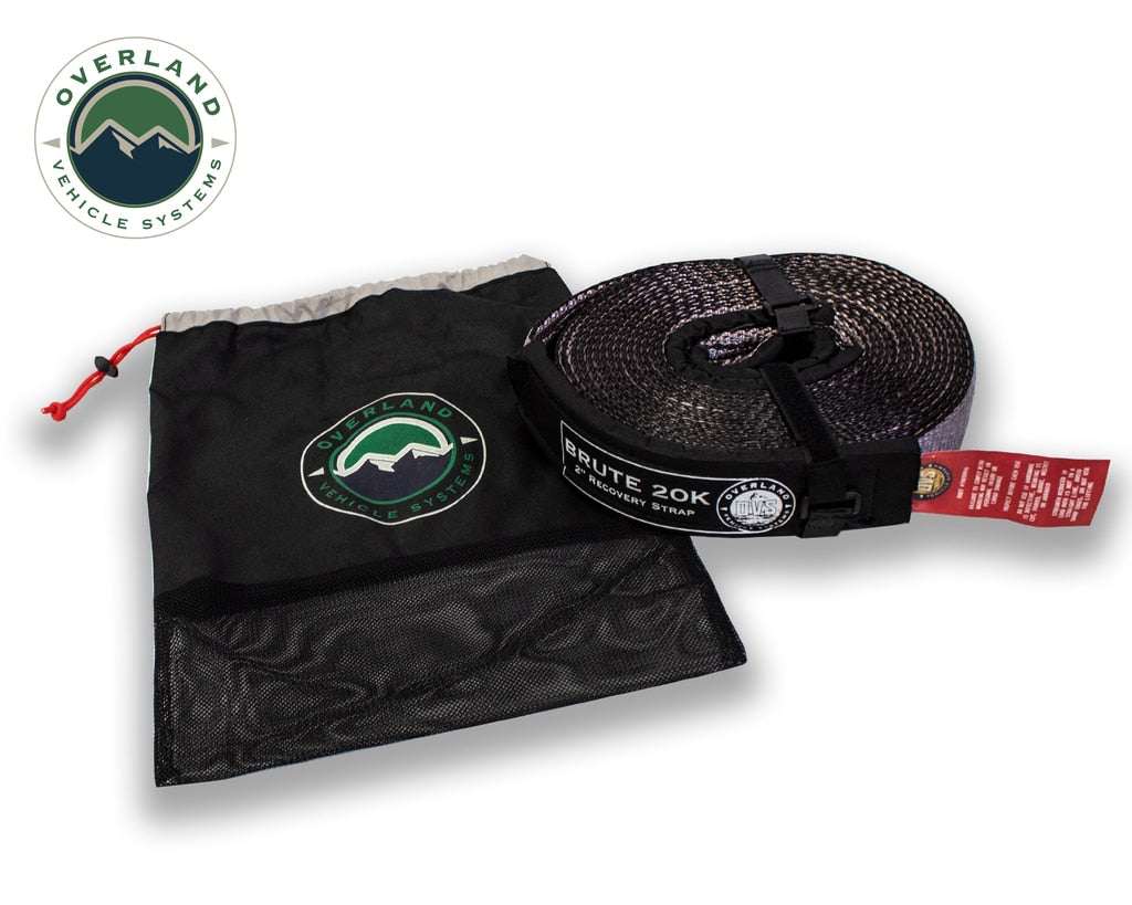 Tow Strap 20000 lbs - 2 x 30' Gray With Black Ends Overland Vehicle Systems-4x4 Mega Store
