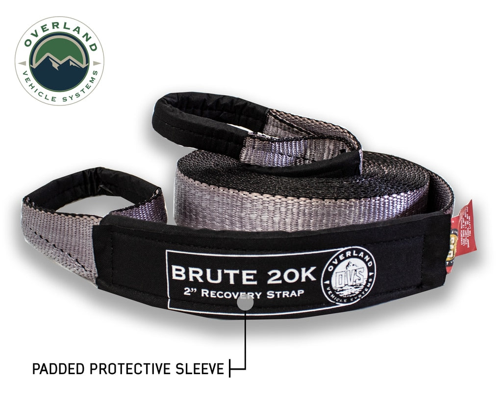 Tow Strap 20000 lbs - 2 x 30' Gray With Black Ends Overland Vehicle Systems-4x4 Mega Store