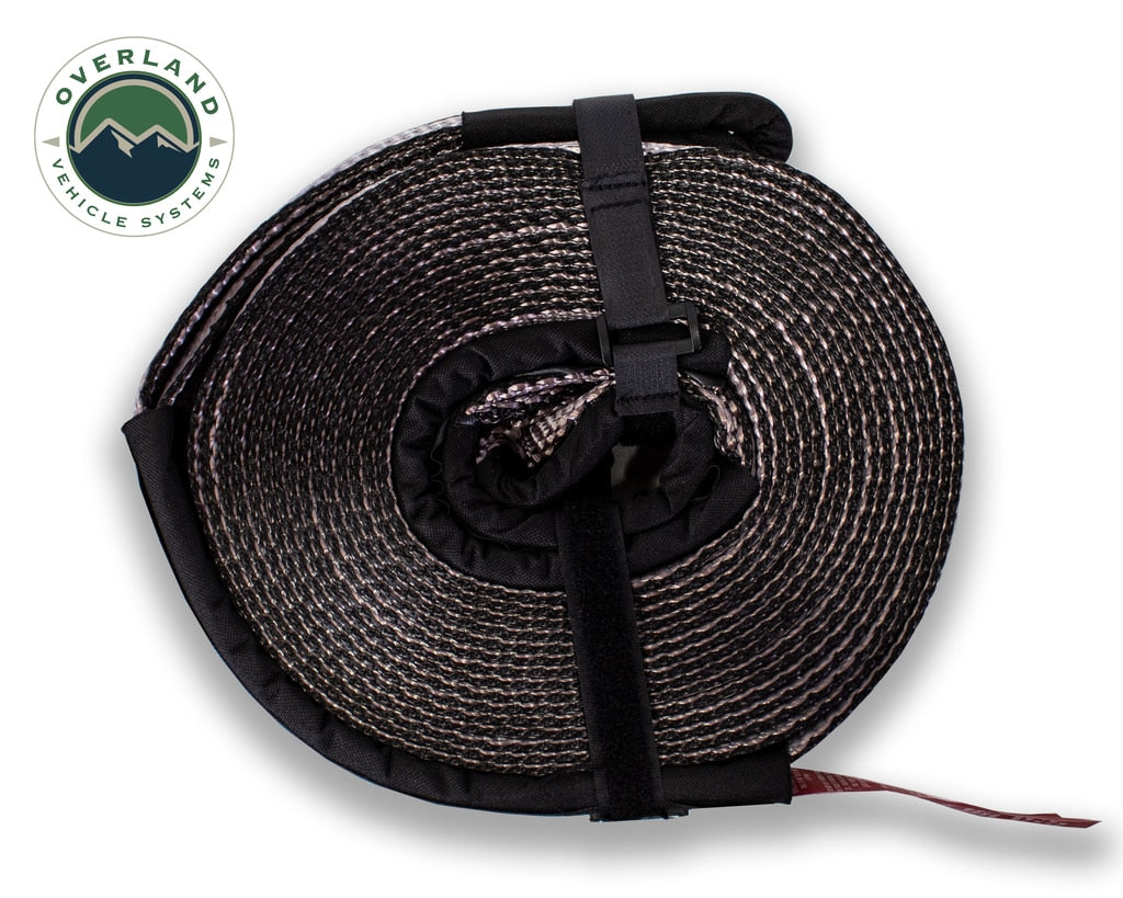 Tow Strap 20000 lbs - 2 x 30' Gray With Black Ends Overland Vehicle Systems-4x4 Mega Store
