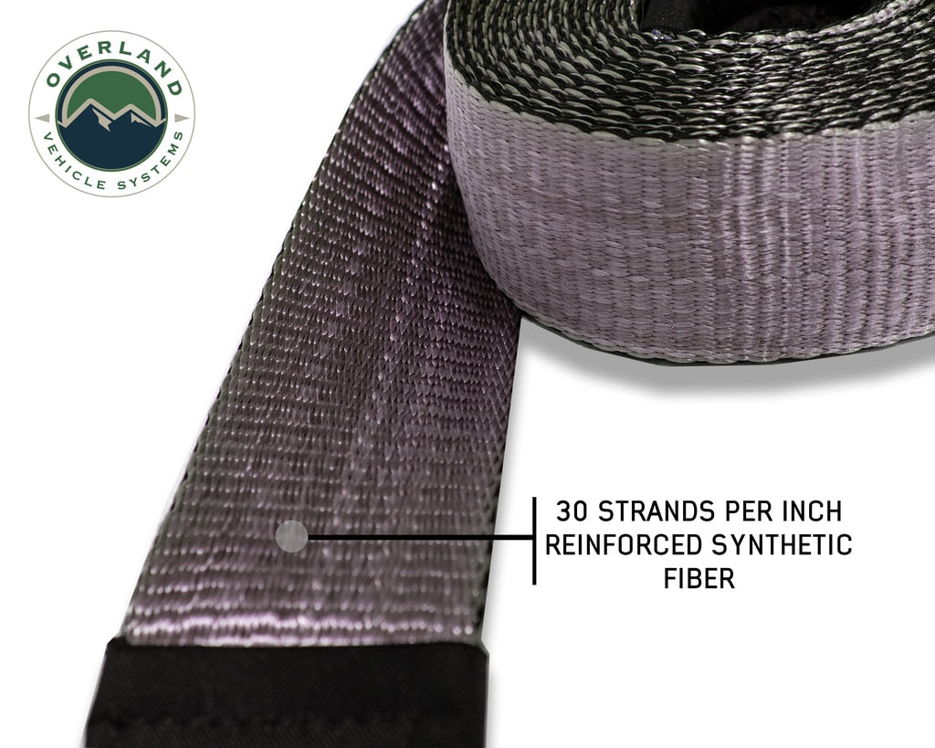 Tow Strap 20000 lbs - 2 x 30' Gray With Black Ends Overland Vehicle Systems-4x4 Mega Store