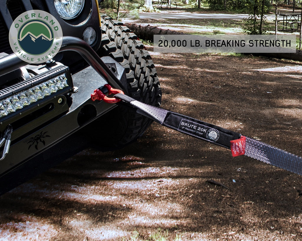 Tow Strap 20000 lbs - 2 x 30' Gray With Black Ends Overland Vehicle Systems-4x4 Mega Store