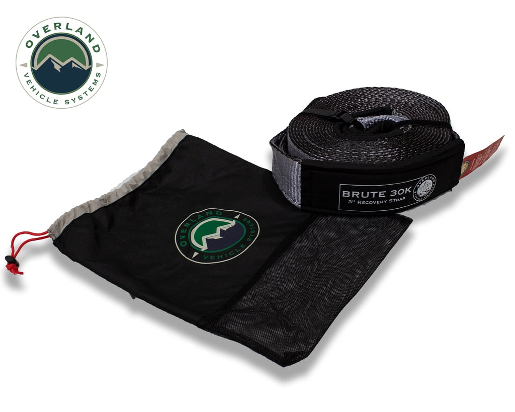 Tow Strap 30 30,000 lb. 3 x 30' Gray Storage Bag Overland Vehicle Systems-4x4 Mega Store