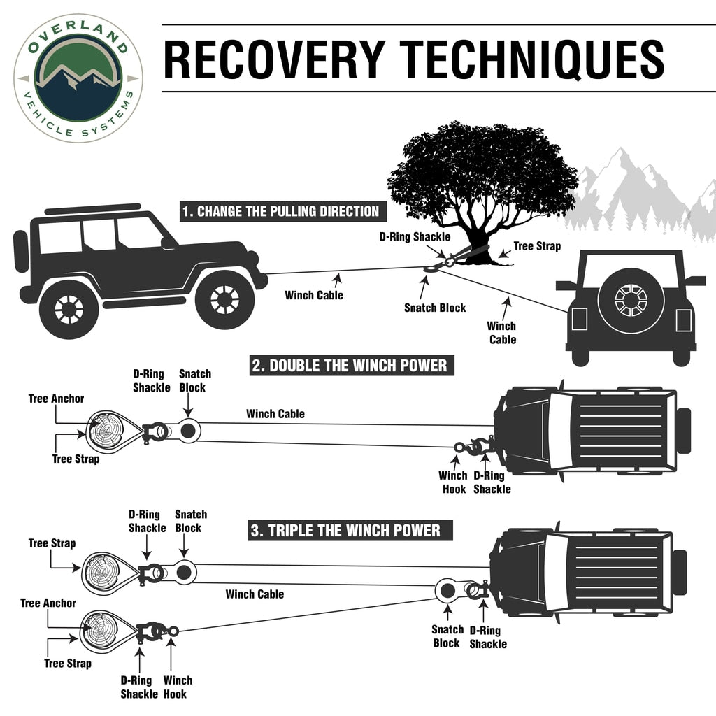Tow Strap 30 30,000 lb. 3 x 30' Gray Storage Bag Overland Vehicle Systems-4x4 Mega Store