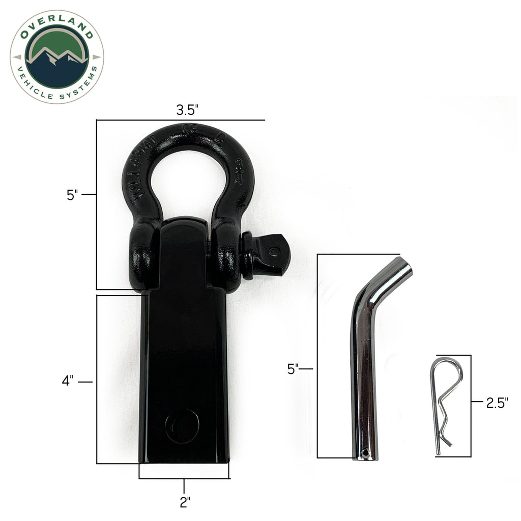 Receiver Hitch D-Ring Receiver Mount Recovery Shackle Overland Vehicle Systems-4x4 Mega Store