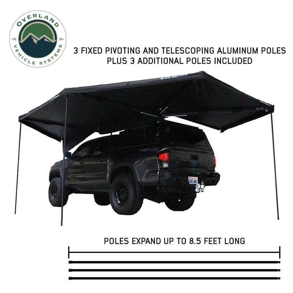 XD Nomadic 270 - Awning W/Lights and Black Out , Driver Side, Black Body, Black Trim and Black Travel Cover Overland Vehicle Systems-4x4 Mega Store