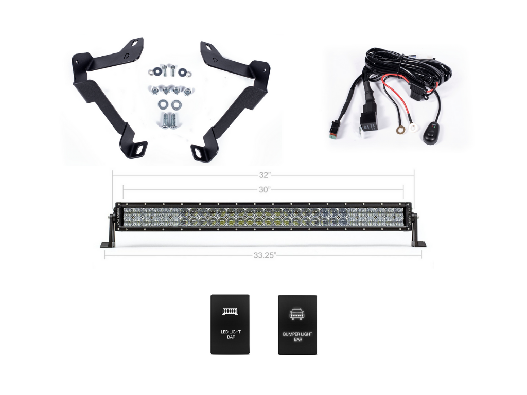 32" Lower Bumper Hidden LED Light Bar Brackets Kit For 2014-2021 Toyota Tundra