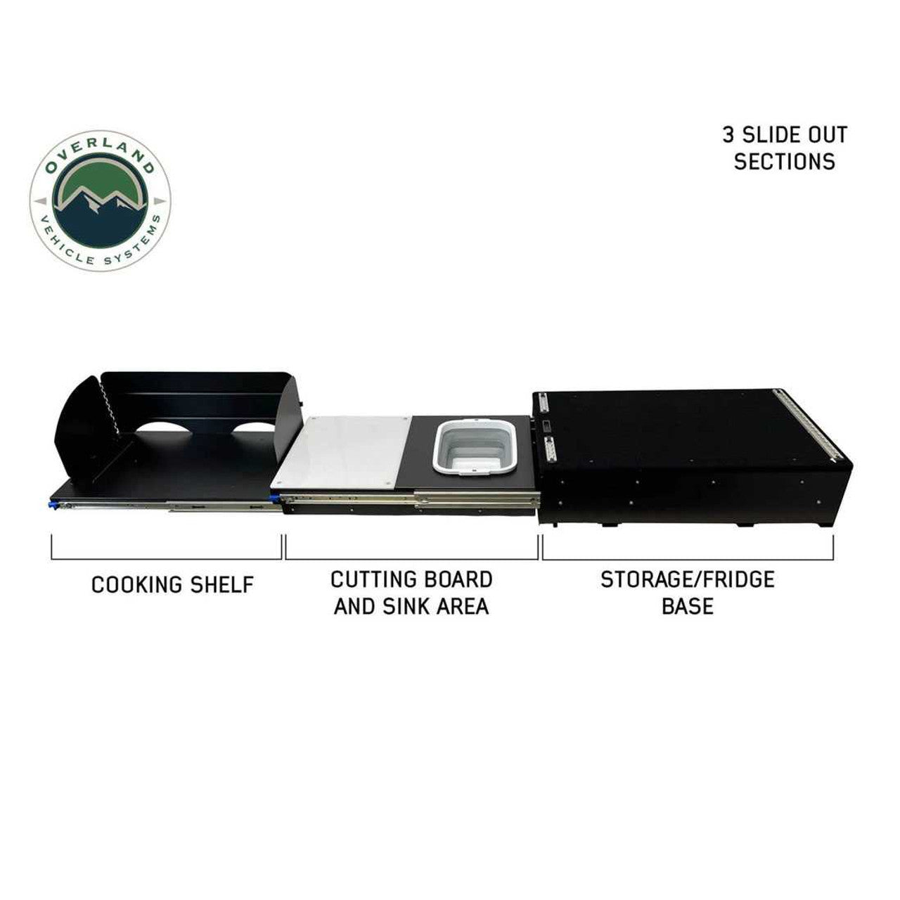 Cargo Box Kitchen With Slide Out Sink, Cooking Shelve and Slide Out Work Station Overland Vehicle Systems-4x4 Mega Store