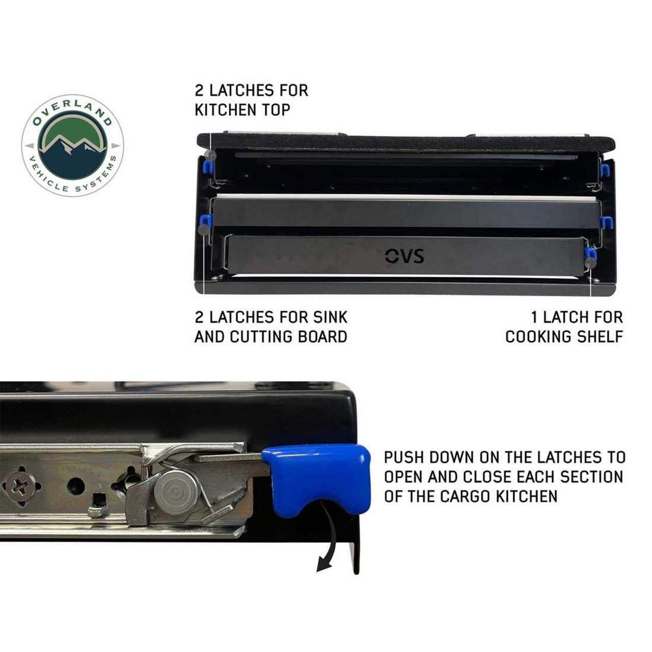 Cargo Box Kitchen With Slide Out Sink, Cooking Shelve and Slide Out Work Station Overland Vehicle Systems-4x4 Mega Store