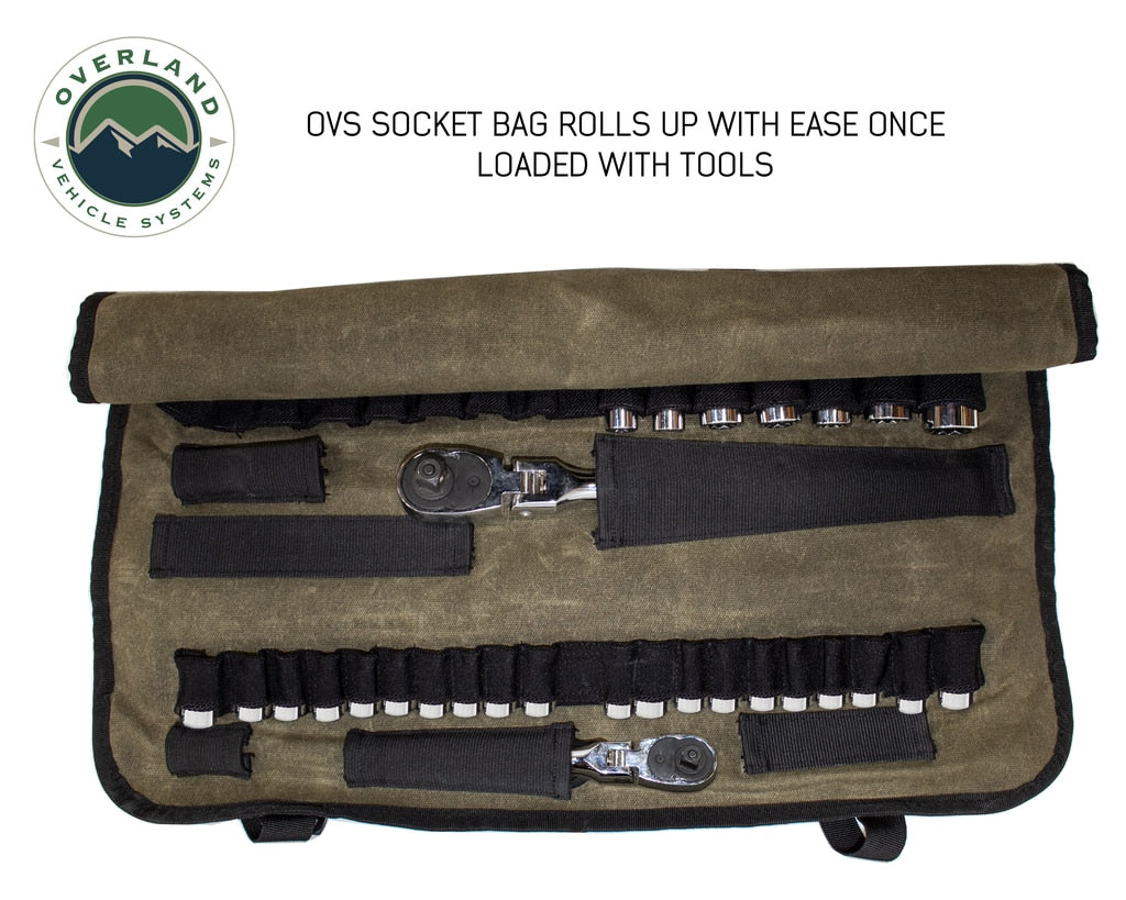 Rolled Socket Organizer Storage Bag - #16 Waxed Canvas Overland Vehicle Systems-4x4 Mega Store