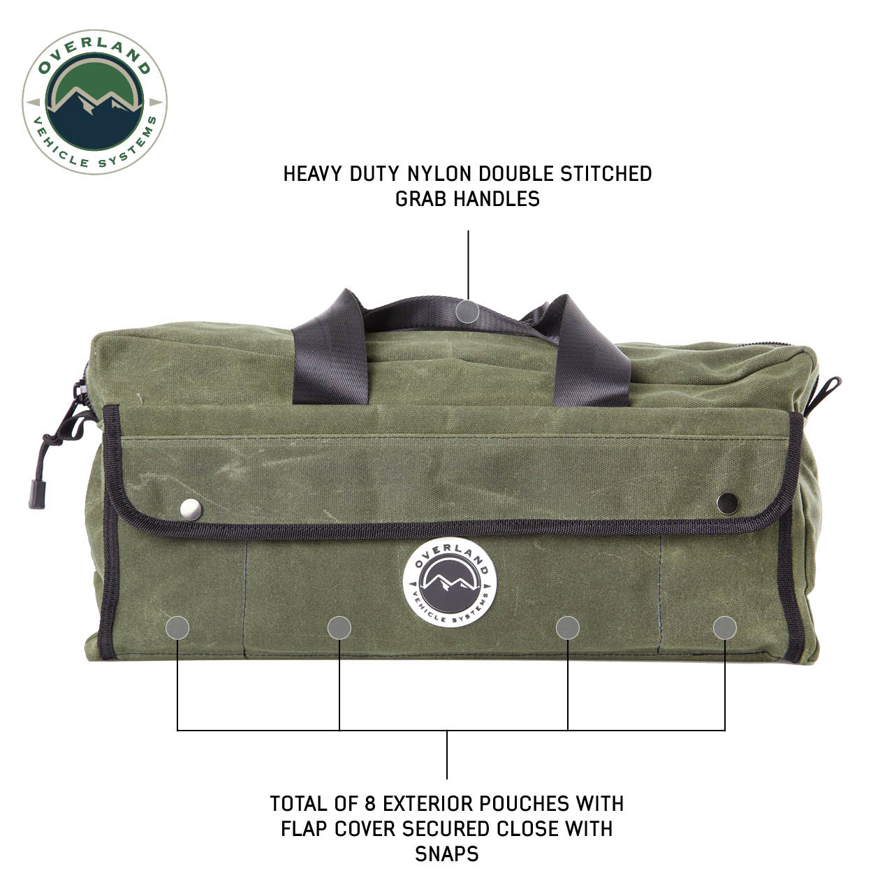 Organize With Overland Vehicle Systems Wax Canvas Small Duffle Bag Overland Vehicle Systems-4x4 Mega Store