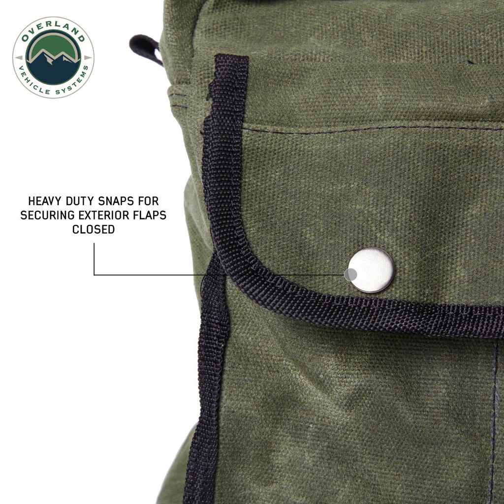 Organize With Overland Vehicle Systems Wax Canvas Small Duffle Bag Overland Vehicle Systems