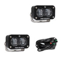 Baja Designs S2 SAE LED Spot lights, clear lens, pair shown on white background