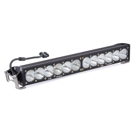 Baja Designs OnX6 20-inch straight LED light bar, front view showing lens housing and mounting tabs