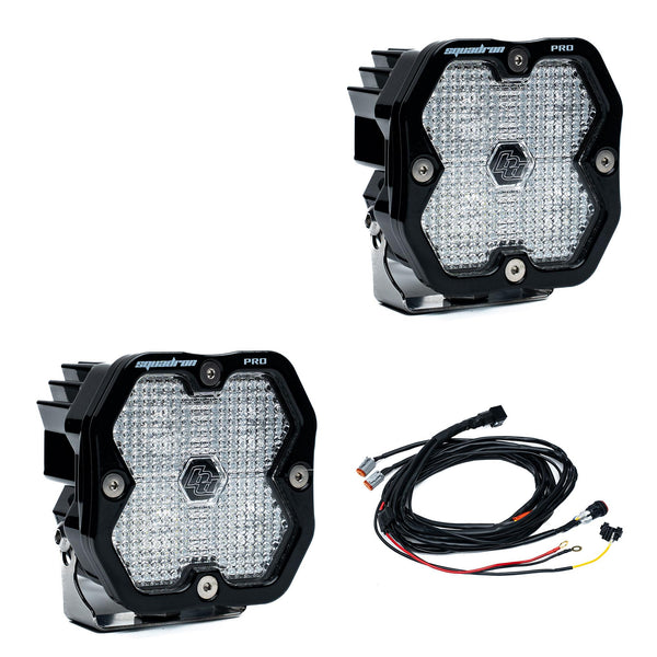 Squadron 2.0 Pro Black LED Auxiliary Light Pod Pair Universal Clear Work/Scene Baja Designs
