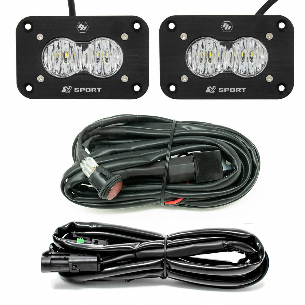 Baja Designs S2 Sport LED Work Light Wide Cornering Clear Lens Flush Mount Kit