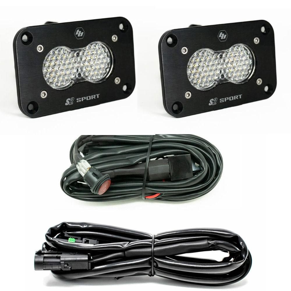 Baja Designs S2 Sport LED Work/Scene Light – Clear Lens Flush Mount Kit