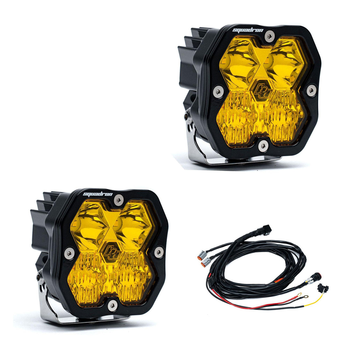 Baja Designs Squadron 2.0 Sport Black LED Auxiliary Light Pod Pair – Driving/Combo, Baja Amber lens