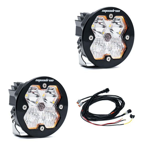 Squadron-R 2.0 Sport Black LED Auxiliary Light Pod Pair Universal Clear Driving/Combo Baja Designs