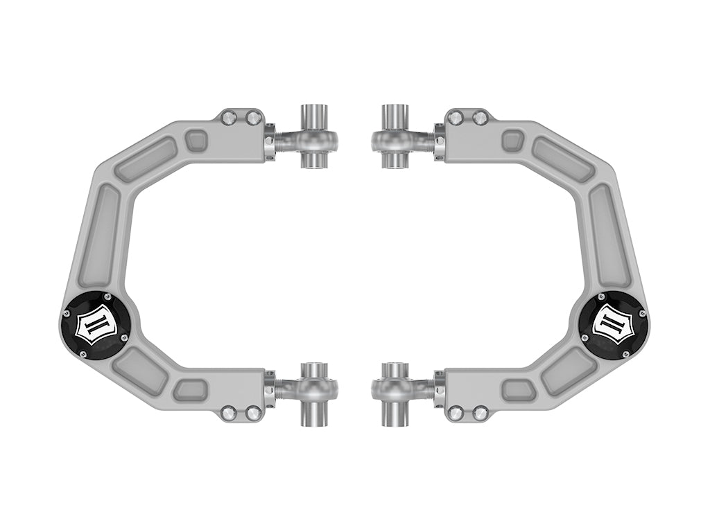 ICON Vehicle Dynamics billet upper control arm with delta joint installed on 1995-2004 Toyota Tacoma suspension