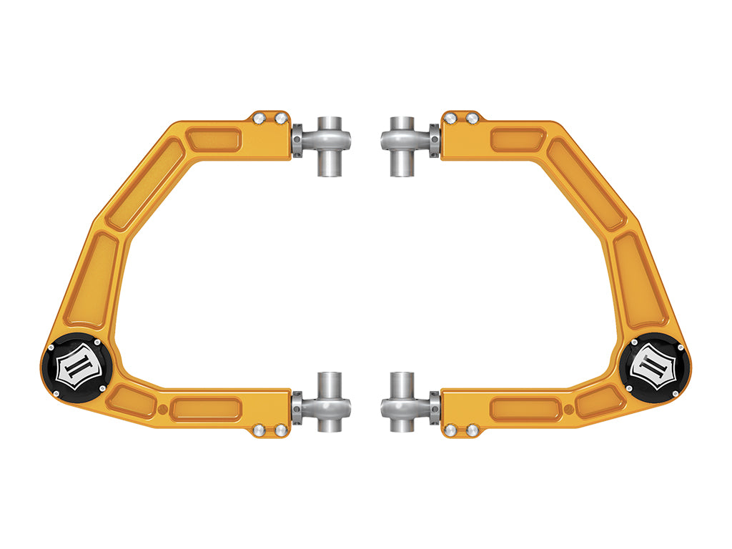 2024-2025 Toyota Tacoma/2024-2025 Toyota Land Cruiser 250 Series/2024-2025 Lexus GX550/2025 Toyota 4Runner Front Billet Upper Control Arms W/ Delta Joint Pro Gold Anodizing Icon Vehicle Dynamics-4x4 Mega Store