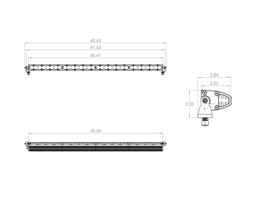 Baja Designs S8 Series 40-inch LED light bar showing amber lens detail and dual-row housing construction