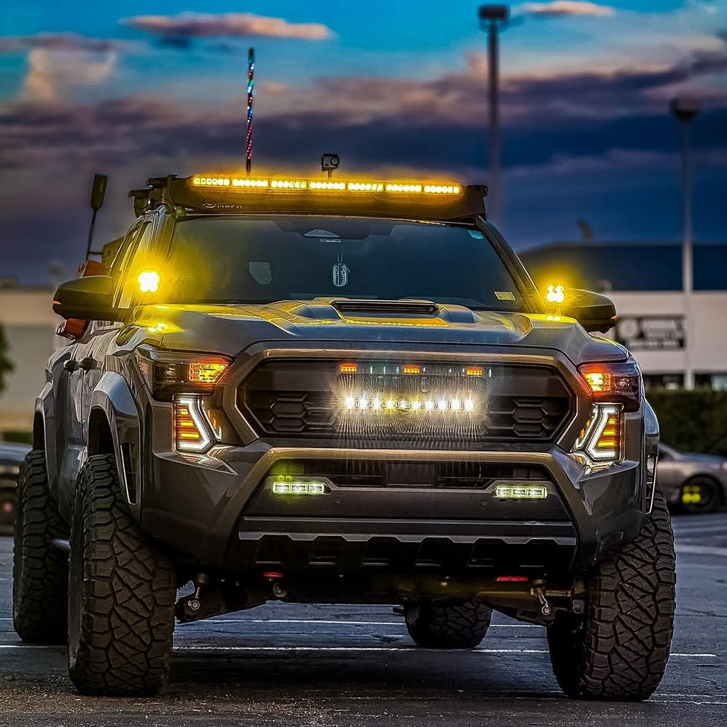 Aspire Auto Accessories V2 Fang Lights showing LED light bar mounting bracket detail