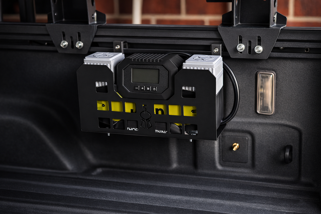 Thor's Lightning Refuge MOLLE Portable Air Compressor Mount for Toyota Tacoma 2005-2023 and Toyota Tundra 2007-Present